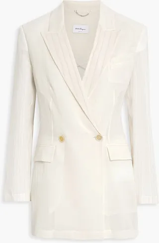 Double-breasted cotton-gauze blazer