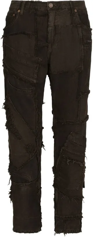 Patchwork-Design Tapered Jeans