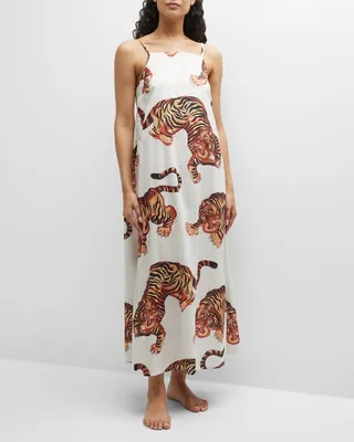 Square-Neck Rayas Tiger-Print Nightie