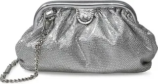 Steve Madden Nikki-R Rhinestone Pouch Crossbody (Silver) Handbags