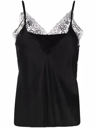 Floral-Lace Silk Cami Top