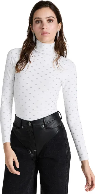 Alexander Wang Crystal Logo Turtleneck