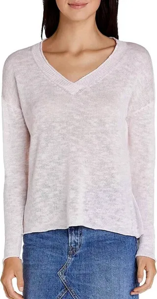 Tami Open Knit V-Neck Sweater in Sweet Pea