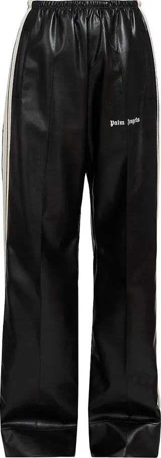 Faux-Leather Loose Trackpants