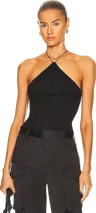 Enza Costa Stretch Silk Knit Halter Tank in Black