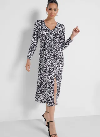 Tie Detail Printed Dress