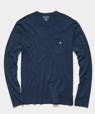 Made in L.A. Homespun Slub Long Sleeve T-Shirt in Original Navy
