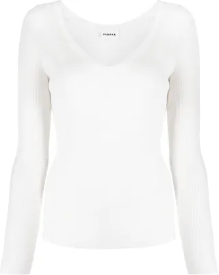 ribbed-knit V-neck jumper