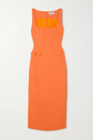 Rowen Rose - Wool-crepe Midi Dress - Orange