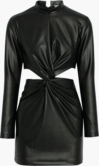 Madeline cutout faux leather mini dress