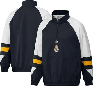 Men's adidas Navy Real Madrid Football Icon Raglan Quarter-Zip Top