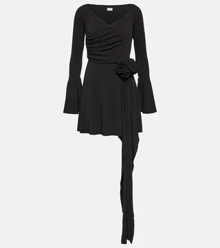 Off-shoulder bell-sleeve minidress