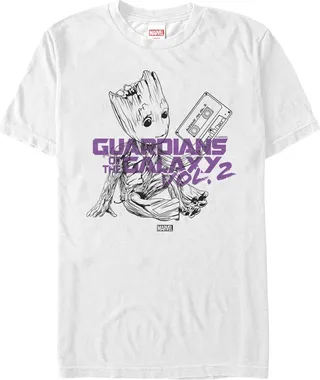 Men's Marvel Guardians of the Galaxy Vol. 2 Groot Music T-Shirt - White - 2X Large