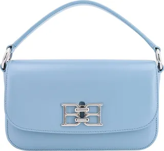 Leather handbga with frontal monogram