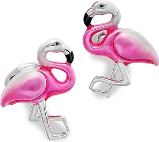 Sterling Silver Pink Flamingo Cufflinks