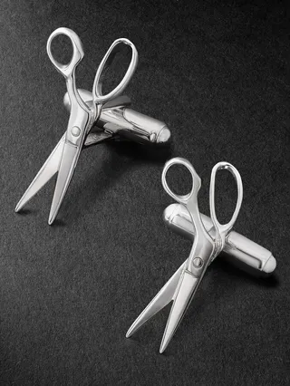 Scissor Rhodium-Plated Silver Cufflinks