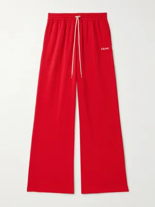 Straight-Leg Logo-Print Jersey Track Pants
