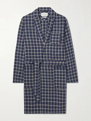 Checked Cotton-Flannel Robe