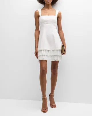 Adrienne Ruched-Bodice Crepe Mini Dress