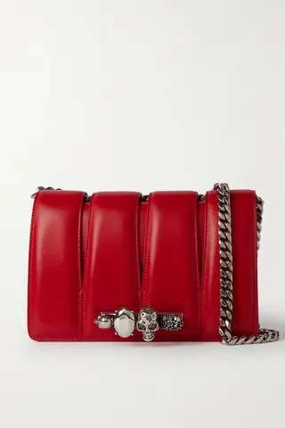 Alexander McQueen - The Slash Embellished Cutout Leather Shoulder Bag - Red
