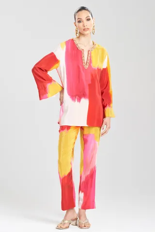 Bohol Embellished Silk Tunic Top