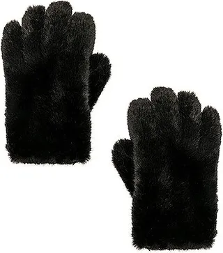 STAND STUDIO Carmen Faux Fur Gloves in Black