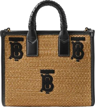 Burberry Mini Raffia Freya Tote Bag