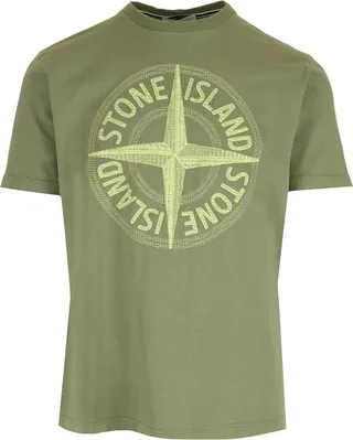 Stone Island Logo Embroidered Crewneck T-Shirt