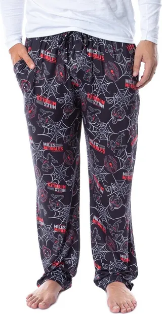 Marvel Comics Miles Morales Spiderman Web Mens' Sleep Lounge Pajama Pants XXL Black