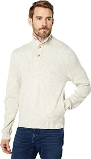 Lucky Brand Men's Half Mock Neck Tweed Sweater