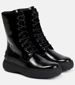 Leather combat boots