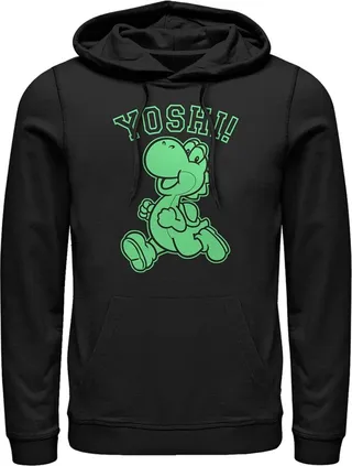 Men's Nintendo Yoshi Character Run Pull Over Hoodie - Black - 3X Large