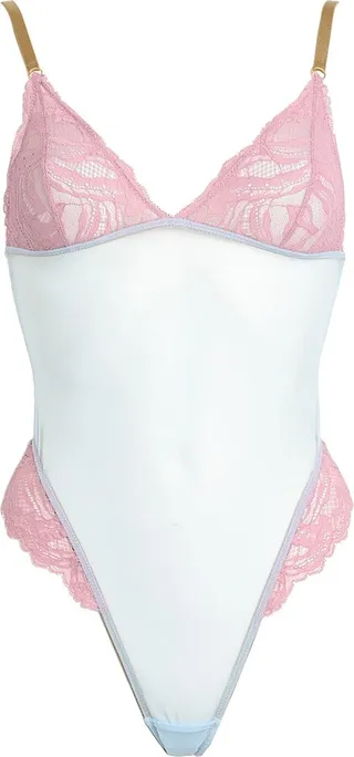 Ember Lace Soft Cup Body Lingerie Bodysuit Pastel Pink