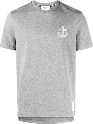 Anchor-embroidered cotton T-shirt