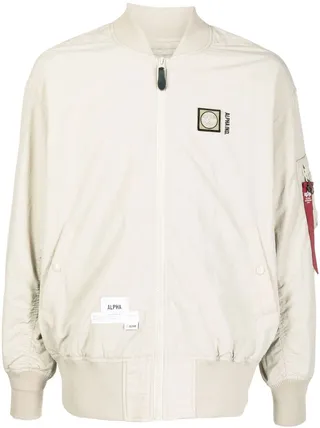 Logo-Patch Detail Bomber Jacket