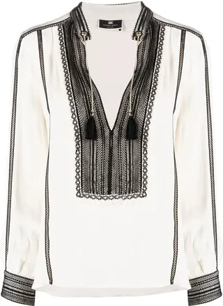 Tassel-Detail Long-Sleeve Top