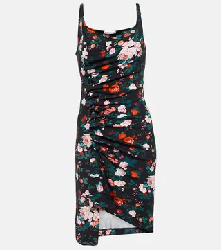 Floral ruched jersey minidress