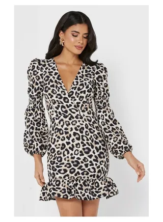 Little Mistress Leopard Print Dress