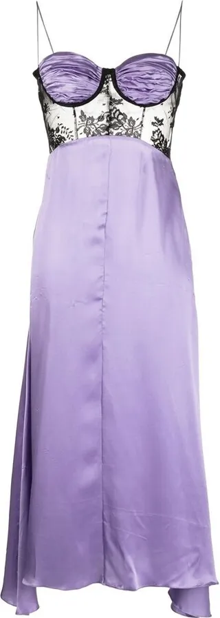 Purple Panelled Lace Slip Dress