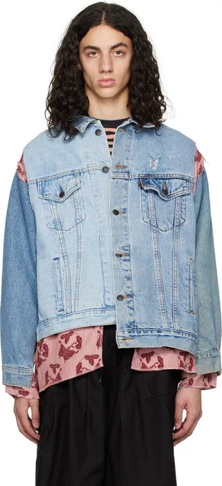 NEEDLES Blue & Pink Covered Denim Jacket