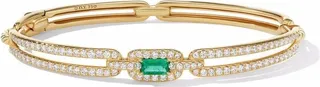 18kt yellow gold Stax Single Link diamond emerald bracelet