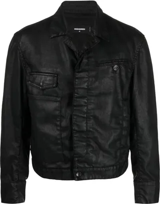 Wax-Coated Design Bomber Jacket