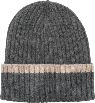 Stripe-Trim Cashmere Beanie