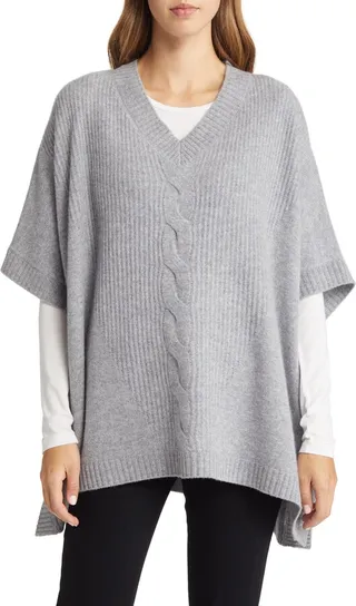 V-Neck Wool & Cashmere Poncho