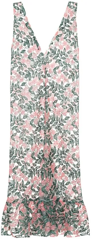 Embroidered tulle midi dress