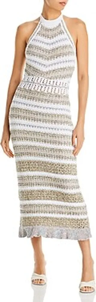 Ramy Brook Cara Striped Halter Style Bodycon Dreses