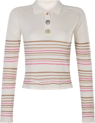 Jacquemus Striped Long Sleeved Knitted Polo Shirt