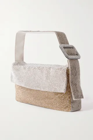 Benedetta Bruzziches - Vitty Large Two-tone Crystal-embellished Satin Shoulder Bag - Gold