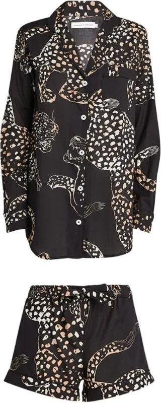 Desmond & Dempsey Jaguar Print Pyjama Set