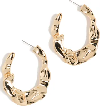Kenneth Jay Lane 14k Textured Oval Post Hoop Earrings
